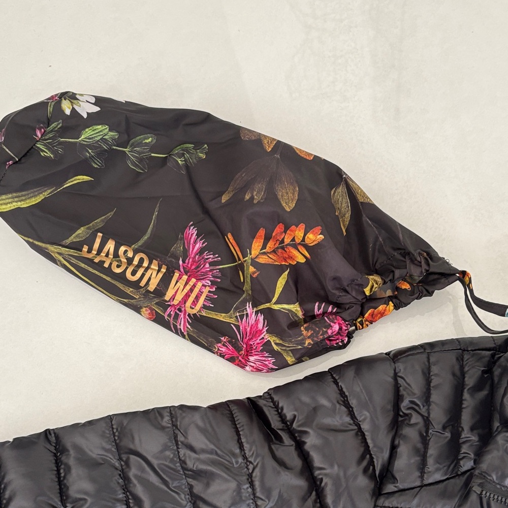 NWT Jason Wu Black Puffer Jacket with Floral Interior - Picture 4 of 11